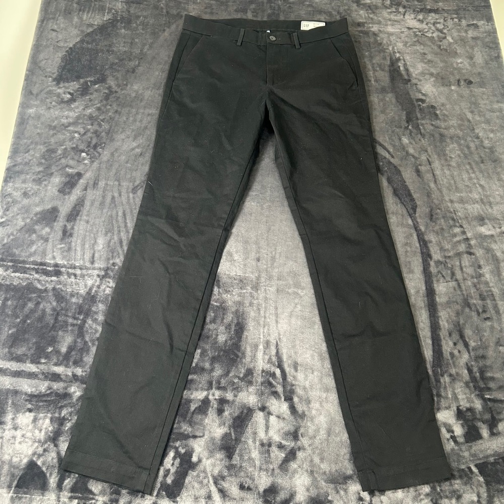 Gap Skinny Chino Pants Mens 33x34 Black Twill Casual Trousers